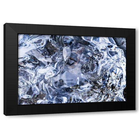 Abstract ice patterns background Diamond Beach Jokulsarlon Glacier Lagoon Vatnajokull National Park Black Modern Wood Framed Art Print by Perry, William