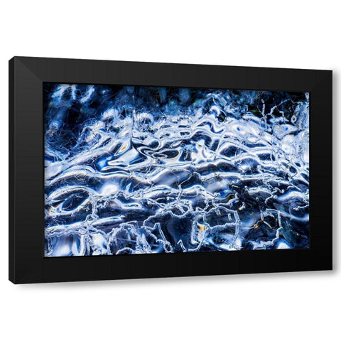 Abstract ice patterns background Diamond Beach Jokulsarlon Glacier Lagoon Vatnajokull National Park Black Modern Wood Framed Art Print by Perry, William