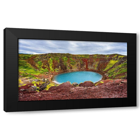 Red green Kerio Volcano Crater blue Lake Golden Falls Golden Circle Black Modern Wood Framed Art Print by Perry, William