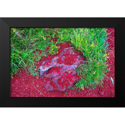 Red Volcanic Stone green Grass Kerio Volcano Crater blue Lake Golden Falls Golden Circle Black Modern Wood Framed Art Print by Perry, William