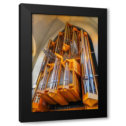 Hallgrimskirkja Large Lutheran Church Wooden Organ-Reykjavik-Iceland Black Modern Wood Framed Art Print by Perry, William