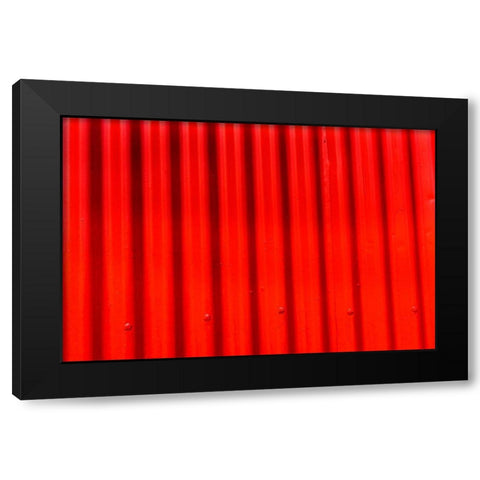 Bright red orange Corrugated Lead-Metal abstract Patterns Background-Reykjavik-Iceland  Black Modern Wood Framed Art Print with Double Matting by Perry, William