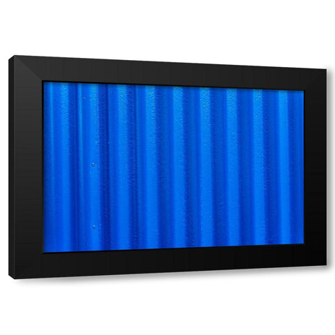Blue Corrugated Lead-Metal abstract Patterns Background-Reykjavik-Iceland  Black Modern Wood Framed Art Print with Double Matting by Perry, William