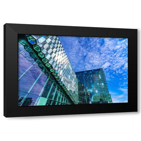 Modern glass concert hall-Reykjavik-Iceland Black Modern Wood Framed Art Print with Double Matting by Perry, William