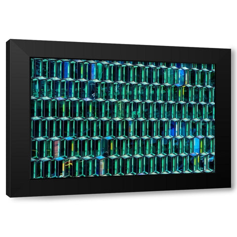 Modern glass abstract background concert hall-Reykjavik-Iceland  Black Modern Wood Framed Art Print with Double Matting by Perry, William