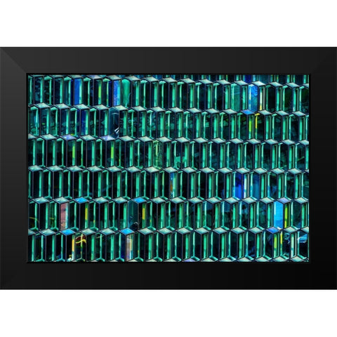 Modern glass abstract background concert hall-Reykjavik-Iceland  Black Modern Wood Framed Art Print by Perry, William