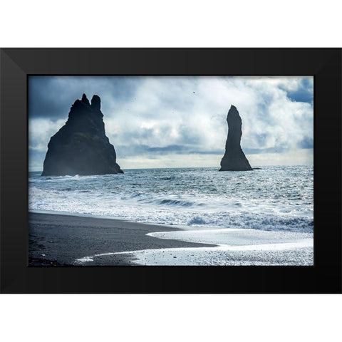 Black sand beach-South Shore-Iceland Sand is black obsidian Black Modern Wood Framed Art Print by Perry, William