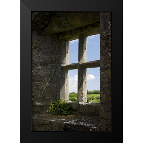 Ireland, Turlough Looking out of a stone window Black Modern Wood Framed Art Print by Kaveney, Wendy