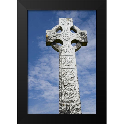 Ireland, Mayo, Turlough White Celtic cross Black Modern Wood Framed Art Print by Kaveney, Wendy