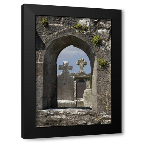 Ireland, Co MayoTombstones at Burrishoole Abbey Black Modern Wood Framed Art Print with Double Matting by Kaveney, Wendy