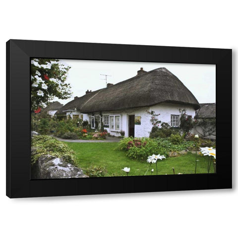 Ireland, Adare Cottage surrounded by a garden Black Modern Wood Framed Art Print by Flaherty, Dennis