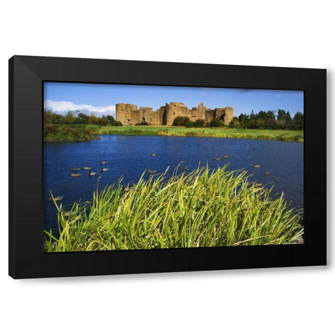 Ireland, Roscommon Ruins of Roscommon Castle Black Modern Wood Framed Art Print with Double Matting by Flaherty, Dennis