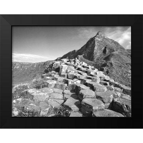 Northern Ireland Basalt at the Giants Causeway Black Modern Wood Framed Art Print by Flaherty, Dennis