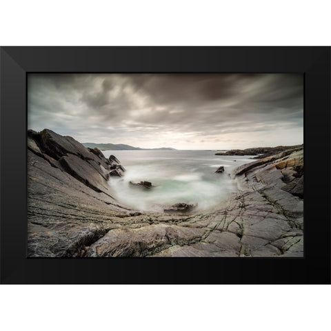 Europe-Ireland-Eyeries-Landscape with the Beara Bowl rock formation Black Modern Wood Framed Art Print by Jaynes Gallery