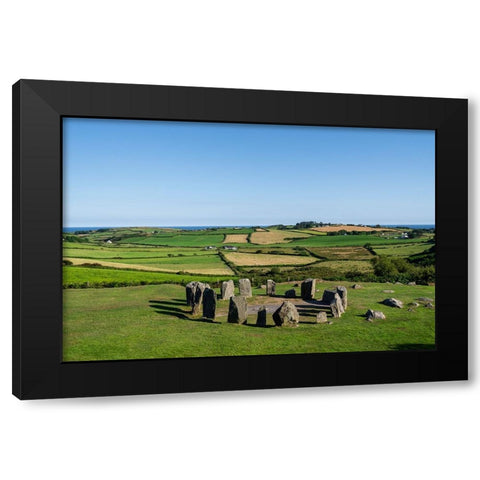 Europe-Ireland-County Cork-Landscape with Drombeg Stone Circle Black Modern Wood Framed Art Print by Jaynes Gallery