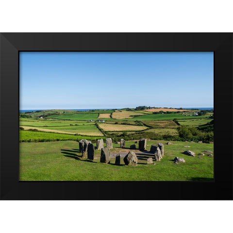 Europe-Ireland-County Cork-Landscape with Drombeg Stone Circle Black Modern Wood Framed Art Print by Jaynes Gallery