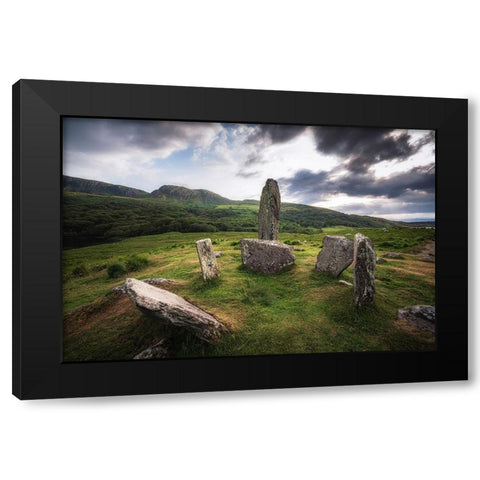 Europe-Ireland-County Kerry-Uragh stone circle Black Modern Wood Framed Art Print with Double Matting by Jaynes Gallery