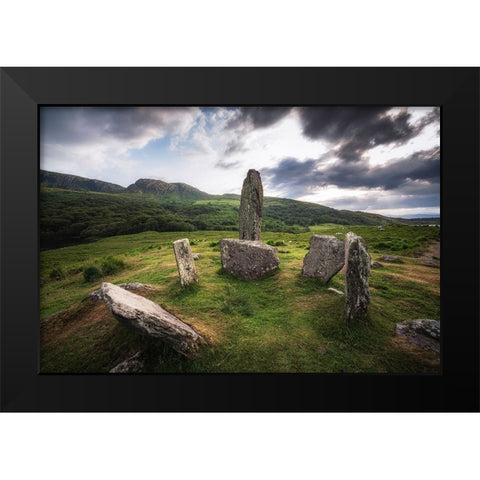 Europe-Ireland-County Kerry-Uragh stone circle Black Modern Wood Framed Art Print by Jaynes Gallery