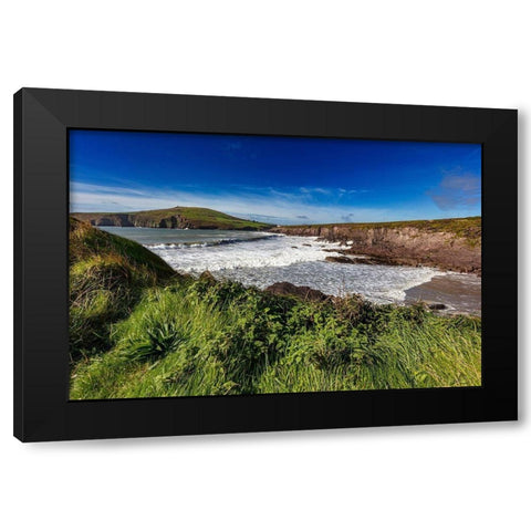 Waves crash into cliffs at Binn Ban Beach near Dingle-Ireland Black Modern Wood Framed Art Print with Double Matting by Haney, Chuck