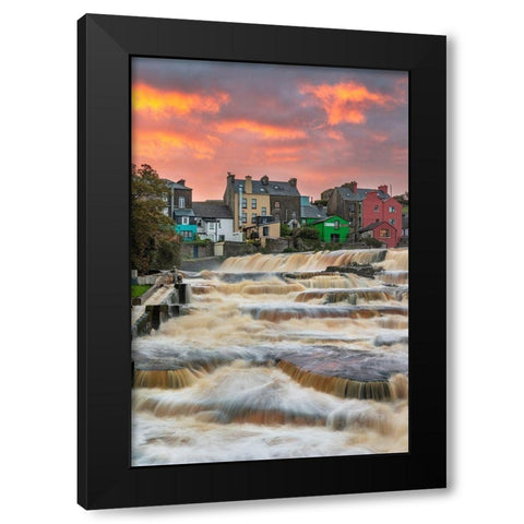Ennistymon Falls on the Cullenagh River in Ennistymon-Ireland Black Modern Wood Framed Art Print with Double Matting by Haney, Chuck