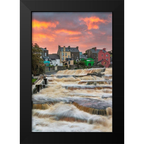 Ennistymon Falls on the Cullenagh River in Ennistymon-Ireland Black Modern Wood Framed Art Print by Haney, Chuck