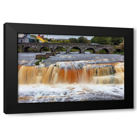 Ennistymon Falls on the Cullenagh River in Ennistymon-Ireland Black Modern Wood Framed Art Print by Haney, Chuck