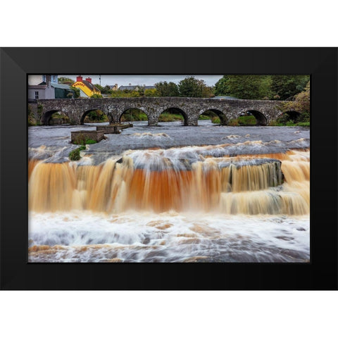 Ennistymon Falls on the Cullenagh River in Ennistymon-Ireland Black Modern Wood Framed Art Print by Haney, Chuck