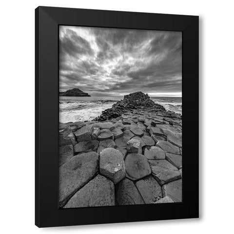 Interlocking basalt columns at sunset at the Giants Causeway near Bushmills-Northern Ireland Black Modern Wood Framed Art Print with Double Matting by Haney, Chuck