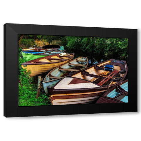 Old wooden boats in Killarney National Park-Ireland Black Modern Wood Framed Art Print with Double Matting by Haney, Chuck