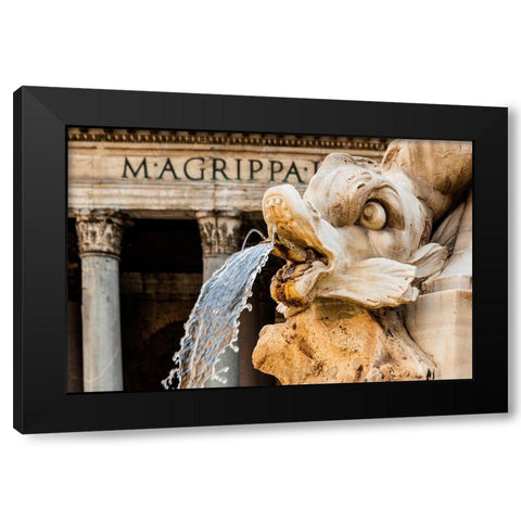 Italy-Rome Piazza della Rotunda-Fontana del Pantheon-1575 Black Modern Wood Framed Art Print by Jones, Alison