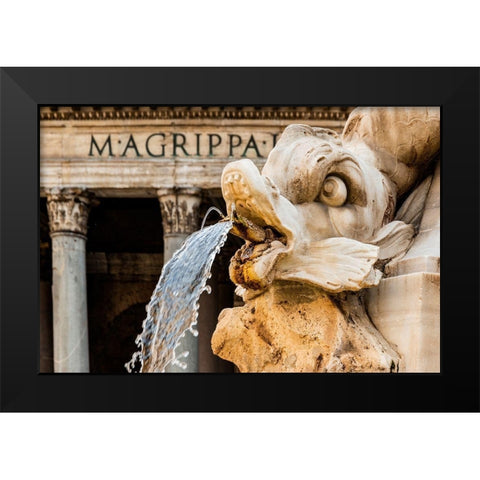 Italy-Rome Piazza della Rotunda-Fontana del Pantheon-1575 Black Modern Wood Framed Art Print by Jones, Alison