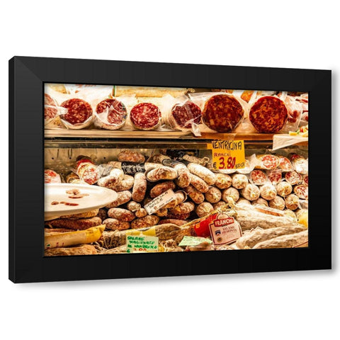 Italy-Rome Piazza della Rotunda-meat at Salami Antica Black Modern Wood Framed Art Print with Double Matting by Jones, Alison