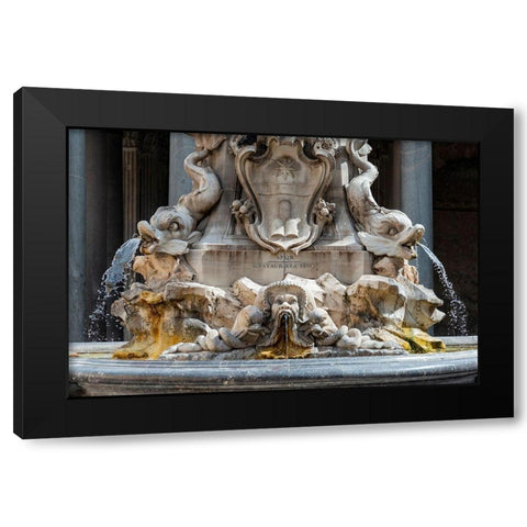 Italy-Rome Piazza della Rotunda-Fontana del Pantheon-1575 Black Modern Wood Framed Art Print with Double Matting by Jones, Alison