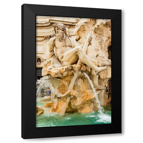 Italy-Rome Piazza Navona-Fountain of the Four Rivers  Black Modern Wood Framed Art Print with Double Matting by Jones, Alison