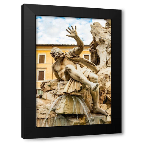 Italy-Rome Piazza Navona-Fountain of the Four Rivers  Black Modern Wood Framed Art Print with Double Matting by Jones, Alison