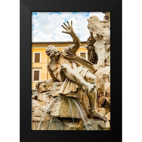 Italy-Rome Piazza Navona-Fountain of the Four Rivers  Black Modern Wood Framed Art Print by Jones, Alison