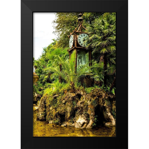 Italy-Rome Pincio-Pincian Hill-Villa Borghese Gardens-Clepsydra-Orologio ad Acqua-Water Clock  Black Modern Wood Framed Art Print by Jones, Alison