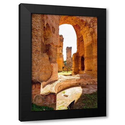 Italy-Rome Baths of Caracalla-where water supplied by new branch of Aqua Marcia  Black Modern Wood Framed Art Print by Jones, Alison