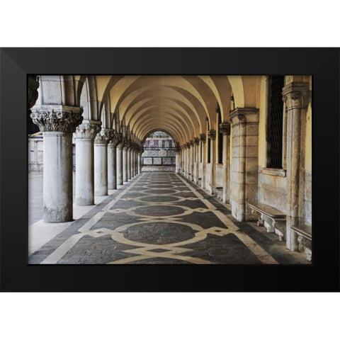 Italy, Venice  Walkway at the Doges Palace Black Modern Wood Framed Art Print by Flaherty, Dennis