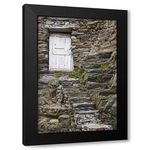 Italy, Vernazza Rock steps lead to an old door Black Modern Wood Framed Art Print with Double Matting by Flaherty, Dennis