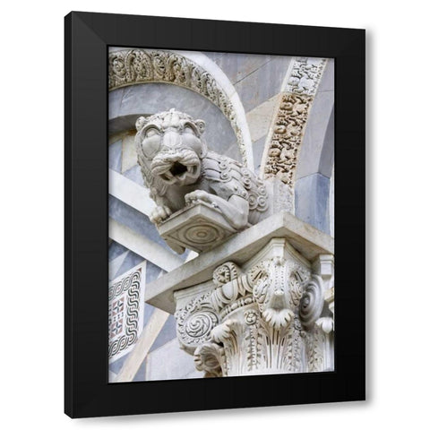 Italy, Pisa A gargoyle above door of Duomo Pisa Black Modern Wood Framed Art Print by Flaherty, Dennis