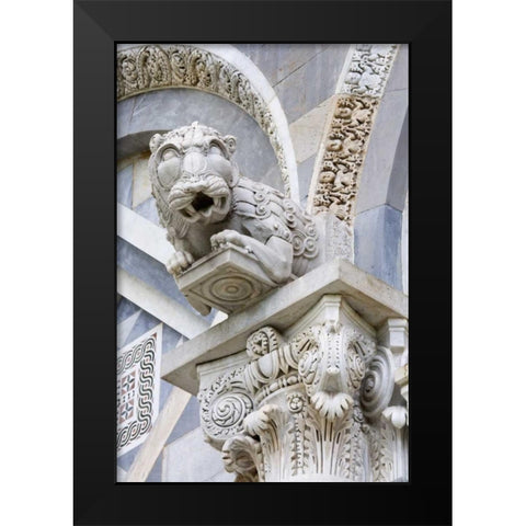 Italy, Pisa A gargoyle above door of Duomo Pisa Black Modern Wood Framed Art Print by Flaherty, Dennis