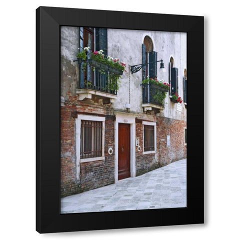 Italy, Venice A residential side street Black Modern Wood Framed Art Print by Flaherty, Dennis