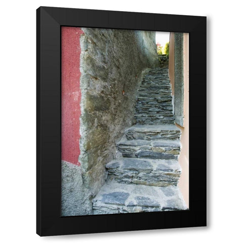Italy A narrow walkway in Manarola, Cinque Terre Black Modern Wood Framed Art Print with Double Matting by Flaherty, Dennis
