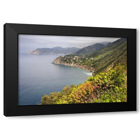 Italy, Cinque Terre Coastal shoreline lookout Black Modern Wood Framed Art Print with Double Matting by Flaherty, Dennis