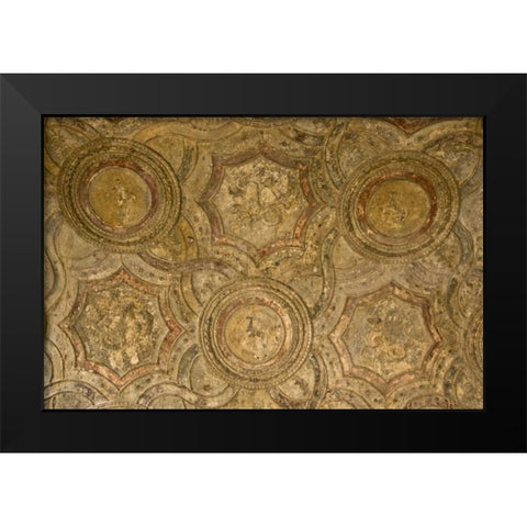 Italy, Pompeii Ceiling of the Stabian Baths Black Modern Wood Framed Art Print by Kaveney, Wendy
