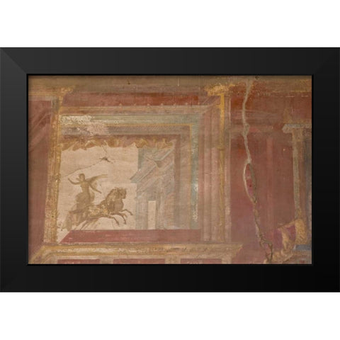 Italy, Campania, Pompeii Fresco in the Macellum Black Modern Wood Framed Art Print by Kaveney, Wendy