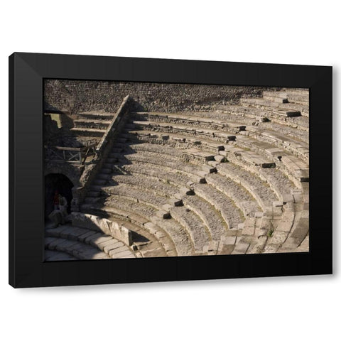 Italy, Campania, Pompeii Small Theater seating Black Modern Wood Framed Art Print with Double Matting by Kaveney, Wendy