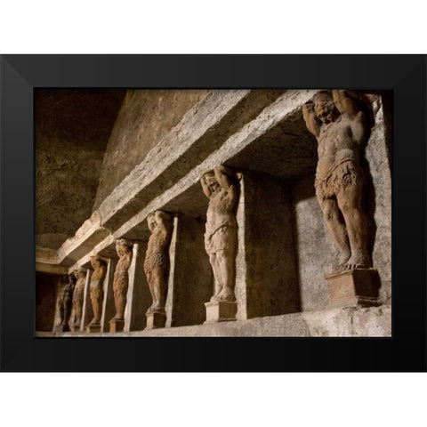 Italy, Campania, Pompeii View of Telamons Black Modern Wood Framed Art Print by Kaveney, Wendy