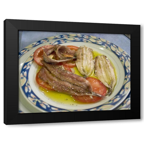 Italy, Camogli Plate of anchovies Black Modern Wood Framed Art Print with Double Matting by Kaveney, Wendy